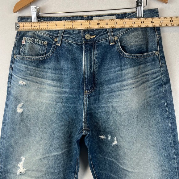 AG Jeans Womens 32‎ The Mari High Rise Straight Crop Distressed Denim Jeans 12 - Picture 7 of 11
